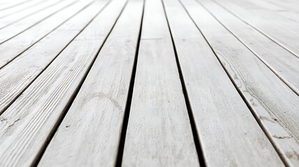 Fototapeta premium White Wooden Planks Floor Boards Surface Texture Background Perspective Pattern