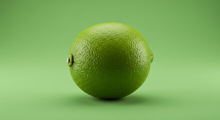 Fresh Whole Lime Citrus Fruit on a Vibrant Green Background