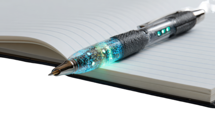 Close-up of a pen on notebook