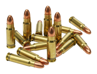 Ammunition display shooting range product indoor environment firearm safety concepts. Cut out PNG