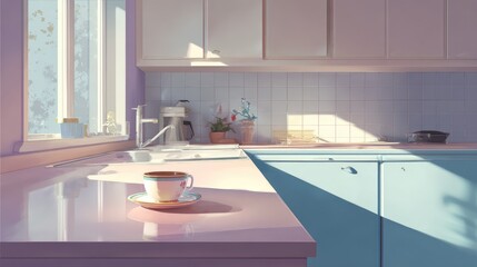 Kitchen interior with window and countertop