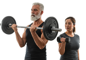 Strength training workout session gym fitness photos indoor action-packed health and wellness. Cut out PNG