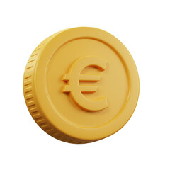 Obraz premium A golden coin, meticulously rendered with a three-dimensional effect, showcases the Euro symbol, symbolizing financial transactions and economic prosperity, isolated against a dark background.