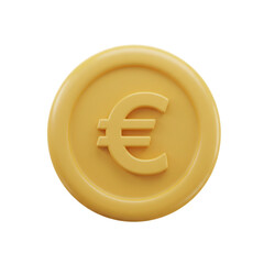 Obraz premium This image showcases a gleaming, golden coin with a prominent Euro symbol, rendered with a smooth, polished finish, suggesting value and financial concepts.