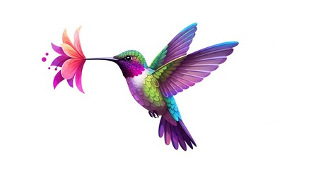 Fototapeta premium Mid-flight Hummingbird Illustration