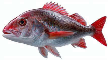 Vibrant red fish with intricate scales and striking fins, showcasing its natural beauty and detail in captivating pose