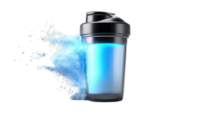 Fitness shaker with blue powder