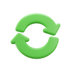 Fototapeta premium A vibrant green circular arrow icon representing a continuous cycle or process, perfect for illustrating concepts like renewal, recycling, or repetition with a modern design.