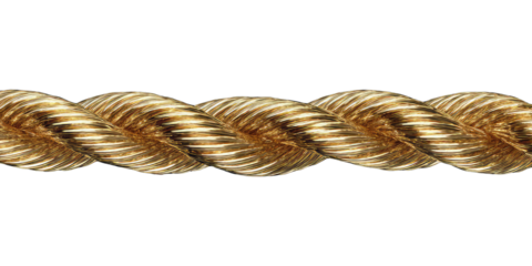 Close-up of a golden braided rope