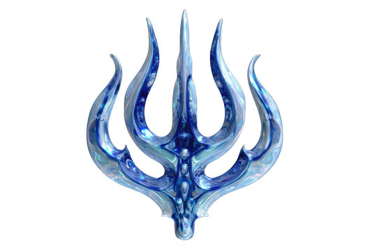 Abstract, stylized, blue flame emblem