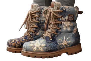 Winter boots with decorative snowflakes