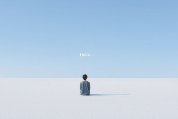 A person's spoken word becomes a solid, unanswered object in an empty space. This image symbolizes the feeling of being unheard, loneliness, and profound silence. Ideal for illustrating deep isolation