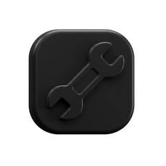 Black wrench with an open end and a hexagonal box end, isolated on a white background, used for tightening or loosening nuts and bolts.