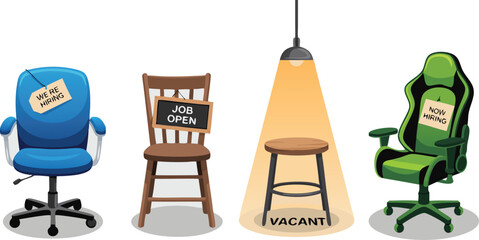 Cartoon We're Hiring! Office Chairs, Stool, and Gaming Seat, Job Openings, Recruitment