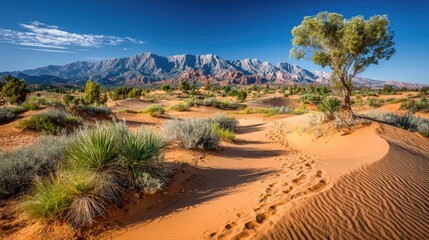 Scenic Desert Landscape with Mountains