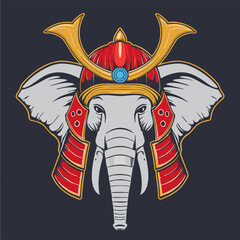 Elephant with samurai mask