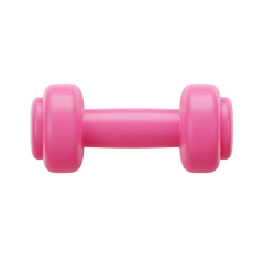 A vibrant pink dumbbell, designed for fitness and strength training, sits against a stark black background, emphasizing its form and purpose for exercise routines.