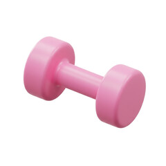A vibrant pink dumbbell rests on a dark background, showcasing its smooth, glossy and cylindrical design, perfect for fitness and strength training.