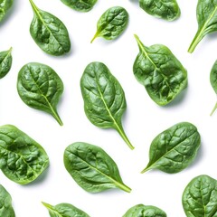 Fototapeta premium Fresh spinach leaves arranged with artistic detail for a refreshing visual