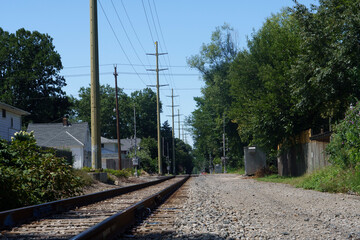 Railway Tracks Through a Suburban Landscape