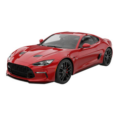 A sleek, vibrant red sports car is captured in a studio shot, showcasing its aerodynamic design and powerful presence, perfect for automotive enthusiasts and luxury lifestyle content.