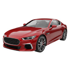 A sleek, vibrant red coupe showcases modern automotive design, featuring aerodynamic curves, a detailed front grille, and stylish alloy wheels, perfect for showcasing luxury and speed.