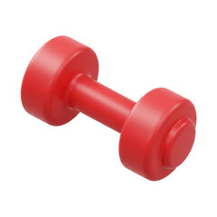 A vibrant red dumbbell rests on a dark , showcasing its smooth, clean design and highlighting its purpose for strength training and fitness activities, ready for use.
