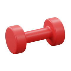 A vibrant red dumbbell rests on a dark background, showcasing a fitness tool designed for strength training and exercise, perfect for workout routines and weightlifting activities.