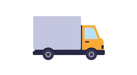 Flat design illustration of a yellow delivery truck, symbolizing efficient logistics and transportation. Ideal for representing shipping, delivery, and freight services