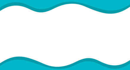 Elegant Teal Wavy Border Frame on White Background for Versatile Design Projects and Creative Presentations, Suitable for Adobe Stock Graphics