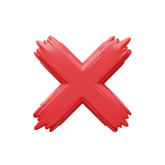 Obraz premium A vibrant, three-dimensional rendering showcases a bold, red '' symbol, meticulously crafted with a textured, brushstroke effect against a stark, black backdrop, creating a striking visual.