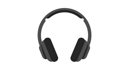 Obraz premium Sleek dark gray over-ear headphones vector illustration isolated on a white background. Icon for music, audio, and digital entertainment concepts