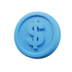Obraz premium A sleek rendered blue dollar coin signifies modern financial transactions and prosperity.