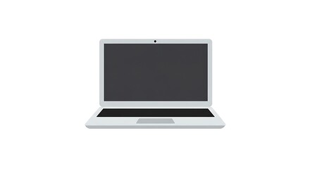 Sleek modern laptop computer icon with a blank dark screen. Vector graphic illustration of a portable electronic notebook device isolated on a white background