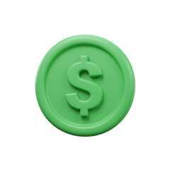 Obraz premium A vibrant green dollar coin symbolizes modern financial transactions and digital currency concepts.