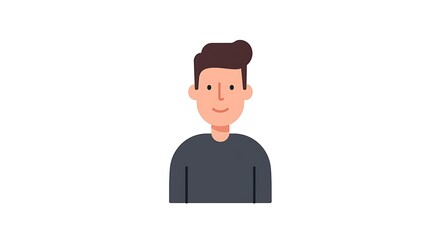 Minimalist flat design illustration of a young man's portrait, a friendly and modern character avatar for a user profile concept
