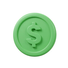 Obraz premium A sleek green dollar coin embodies wealth and financial success in a crisp, modern illustration.
