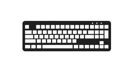 Sleek and minimalist black computer keyboard with white keys, a modern input device for efficient digital work and technology connection, isolated on a clean white background