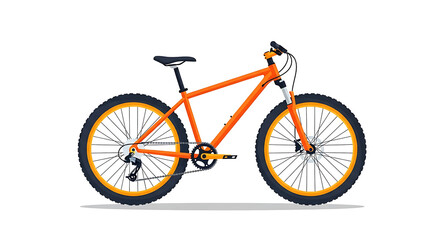 Retro bicycle with black frame and red seat isolated on a white background