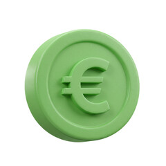 Obraz premium A vibrant green euro coin, symbolizing digital finance and economic growth, stands out with its unique texture.