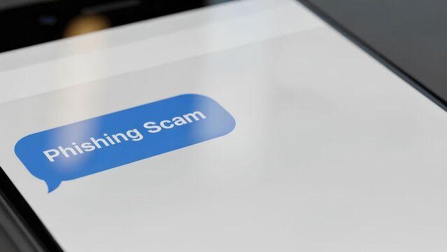 Alert Notification for Phishing Scam on Mobile Device Screen Display