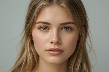 Naklejka premium Woman, blonde hair, portrait, studio, beauty