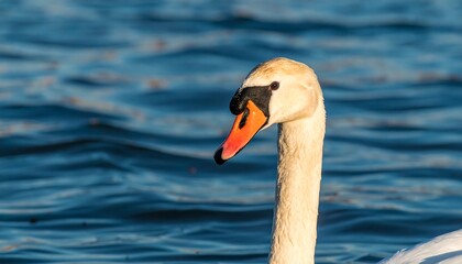 Close-up of a swan's head and neck.