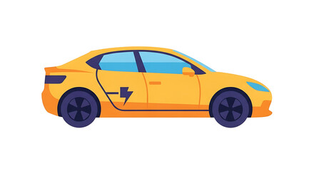 Fototapeta premium A classic yellow toy sports car model with a convertible top and stylish headlights isolated on a white background