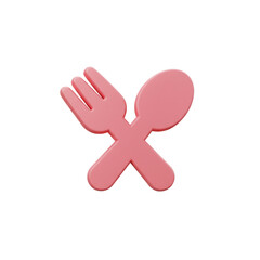 Fototapeta premium Delightful Render of Pink Fork and Spoon Crossed, Perfect for Restaurant Menus or Food Blogs