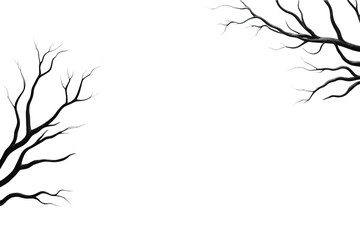 Fototapeta premium Dark branches frame the dark scene from the top right and bottom left corners. - high quality Dark branches frame the dark scene from the top right an