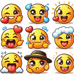  vector image of cute emoticons 