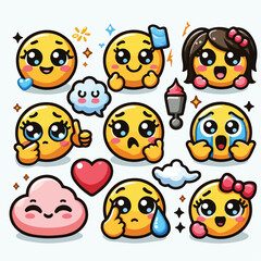  vector image of cute emoticons 