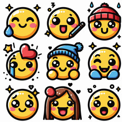  vector image of cute emoticons 