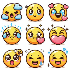  vector image of cute emoticons 